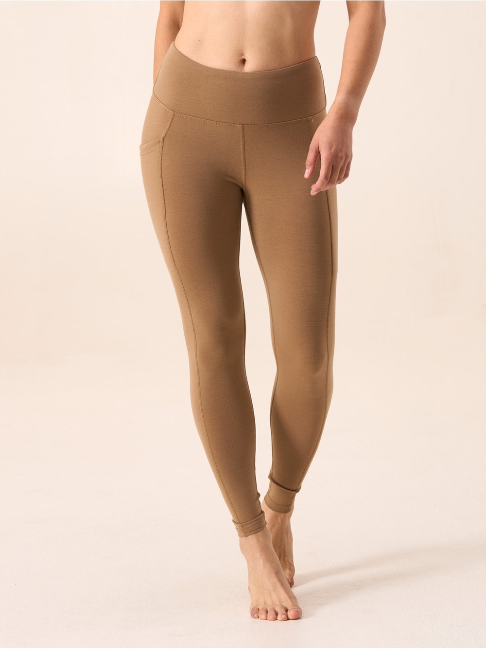 Woolly merino wool High-Waist Pocket Legging - burnt orange gorpcore cabincore